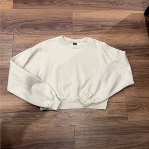Cropped Cream Crewneck Sweater